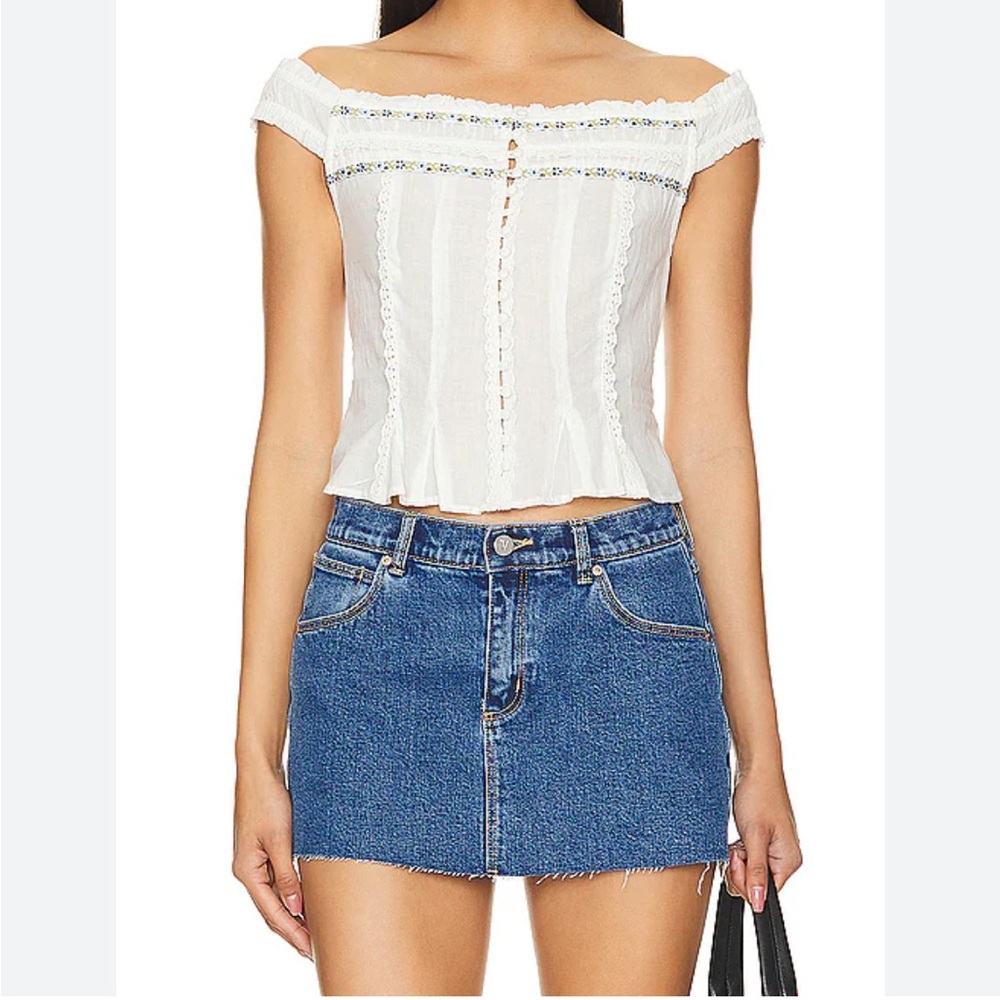 Free People Cream Off-Shoulder Tank Top